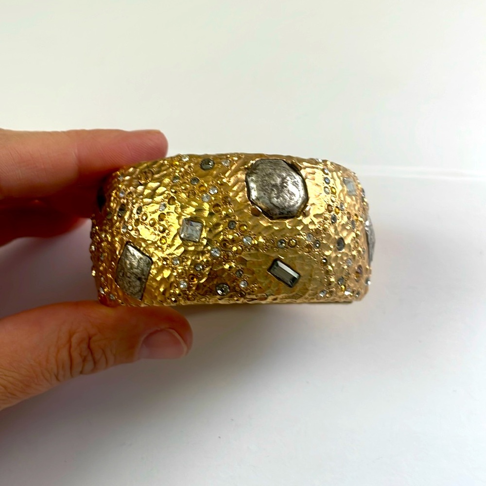 Tat2 Siena Gold Wide Marcasite Bangle